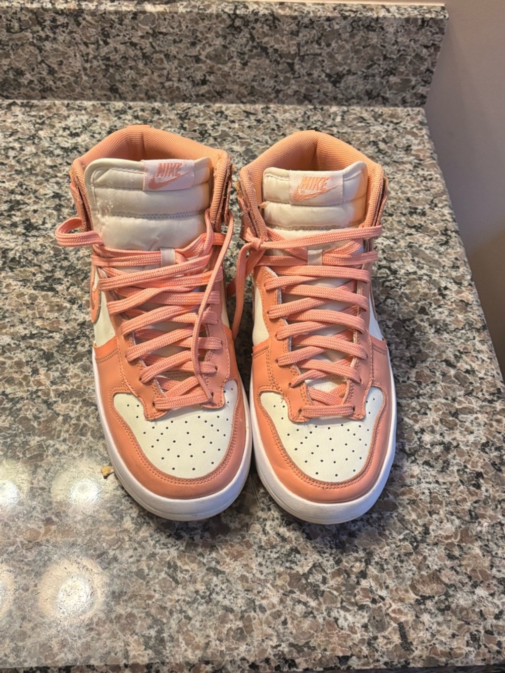 Nike Women’s High-Top Sneakers - Peach & White